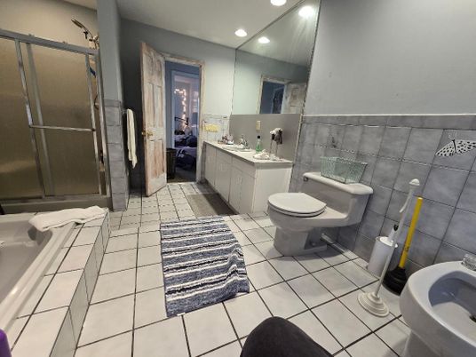 Bathroom, Dual Sink Vanities, Glass Shower, Interior, Recessed Lighting