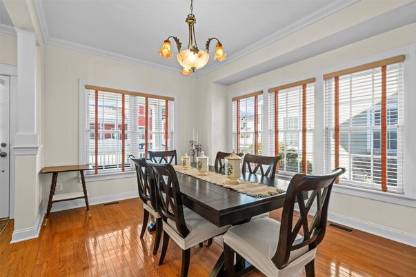 Chandelier, Dining room, Interior, Pendant Lights, Wood Texture Flooring