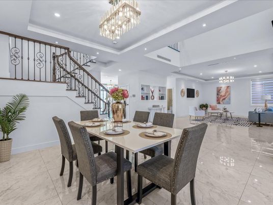 Chandelier, Dining room, Interior, Marble, Pendant Lights, Recessed Lighting