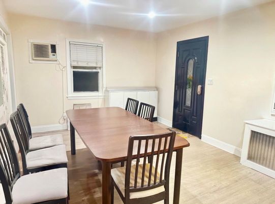 Dining room, Interior, Recessed Lighting, Wood Texture Flooring