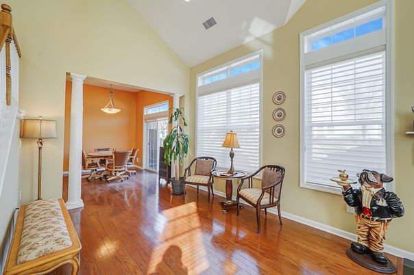 Dining room, Interior, Pendant Lights, Recessed Lighting, Wood Texture Flooring