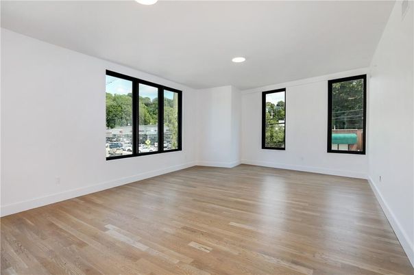 Empty room, Interior, Recessed Lighting, Wood Texture Flooring