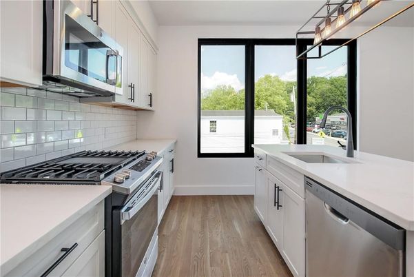 Interior, Kitchen, Stainless Steel Appliances, Wood Texture Flooring