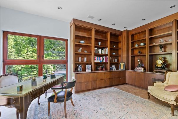 Home Office, Interior, Recessed Lighting, Wood Texture Flooring