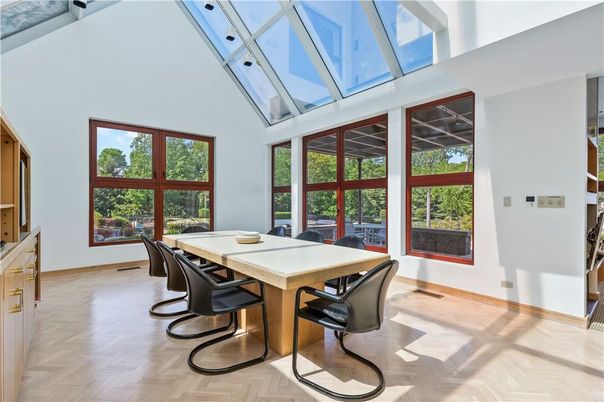 Dining room, Glass Ceilings, Interior, Sun Room, Wood Texture Flooring