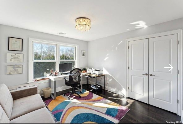 Chandelier, Home Office, Interior, Wood Texture Flooring