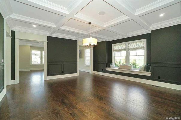 Empty room, Interior, Pendant Lights, Recessed Lighting, Wood Texture Flooring