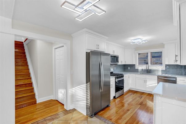 Interior, Kitchen, Stainless Steel Appliances, Wood Texture Flooring
