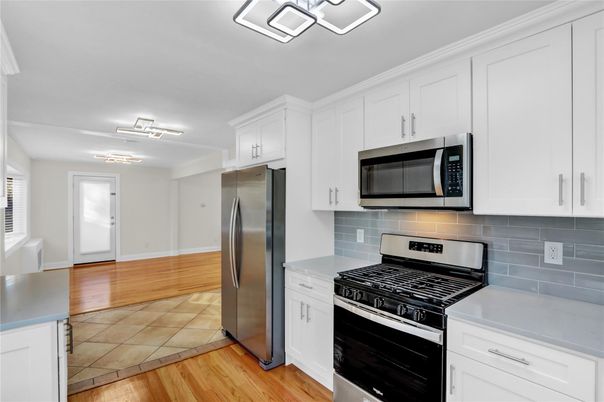 Interior, Kitchen, Stainless Steel Appliances, Wood Texture Flooring