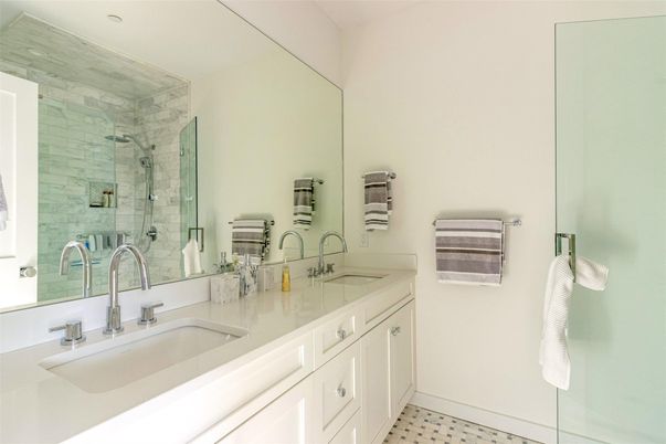 Bathroom, Dual Sink Vanities, Glass Shower, Interior, Recessed Lighting