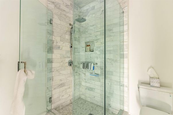 Bathroom, Glass Shower, Interior, Marble Walls