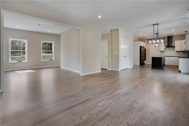 Interior, Kitchen, Pendant Lights, Recessed Lighting, Wood Texture Flooring