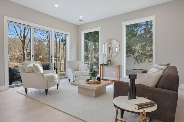 Interior, Living room, Recessed Lighting, Wood Texture Flooring