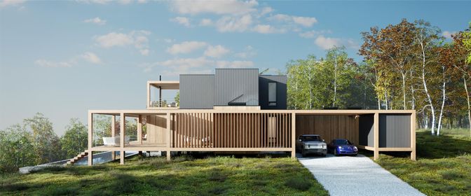 Backyard, Exterior, Facade, Modern