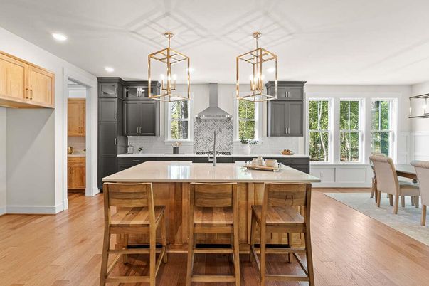 Interior, Kitchen, Pendant Lights, Recessed Lighting, Wood Texture Flooring