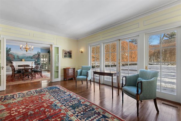 Chandelier, Dining room, Interior, Wood Texture Flooring