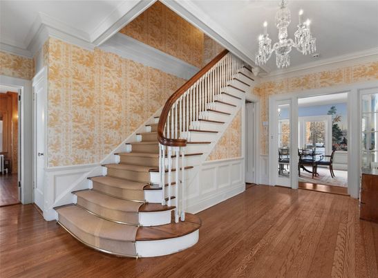 Chandelier, Dining room, Interior, Wood Texture Flooring