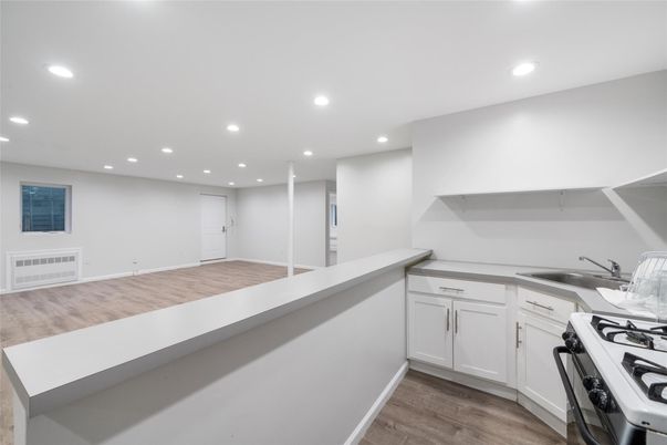 Interior, Kitchen, Recessed Lighting, Wood Texture Flooring