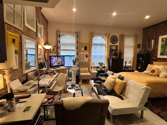 Dining room, Interior, Living room, Recessed Lighting, Stone Walls