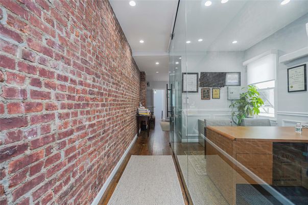 Interior, Recessed Lighting, Stone Walls, Wood Texture Flooring