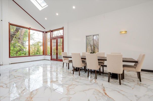 Dining room, Interior, Marble, Recessed Lighting