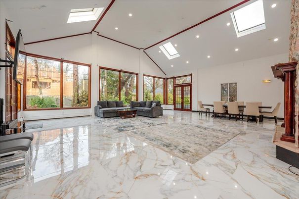 Dining room, Interior, Marble, Recessed Lighting