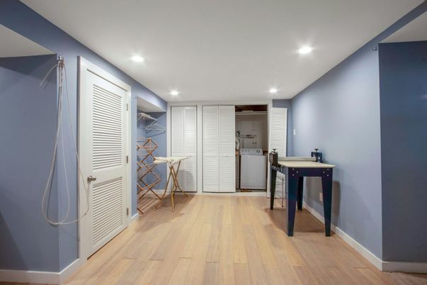Interior, Recessed Lighting, Utility Closets, Washer, Wood Texture Flooring