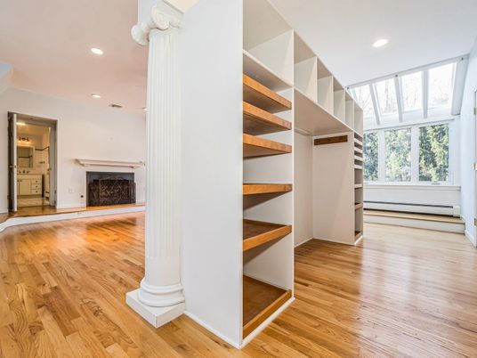 Fireplace, Interior, Recessed Lighting, Wood Texture Flooring