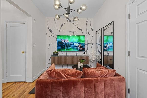 Interior, Living room, Pendant Lights, Wood Texture Flooring