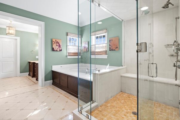 Bathroom, Glass Shower, Interior, Recessed Lighting