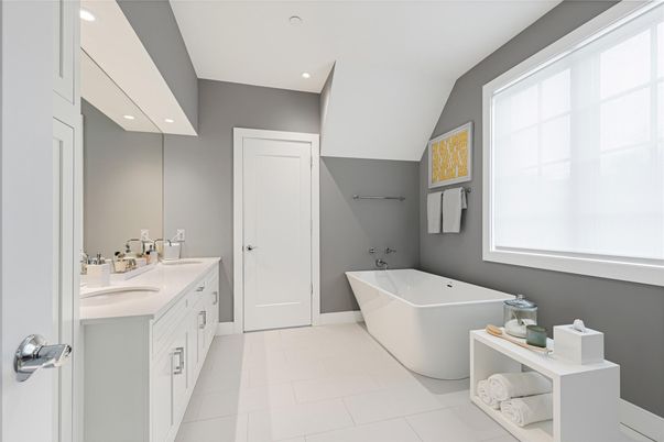 Bathroom, Dual Sink Vanities, Free Standing Baths, Interior, Recessed Lighting