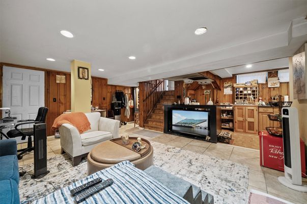Interior, Living room, Recessed Lighting, Wooden Walls