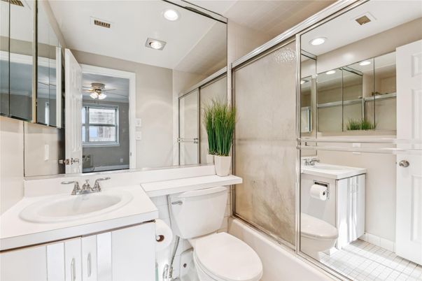 Bathroom, Glass Shower, Interior, Recessed Lighting