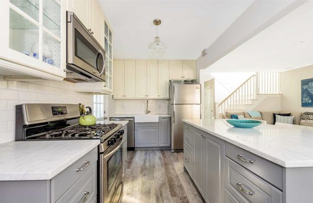 Interior, Kitchen, Pendant Lights, Stainless Steel Appliances, Wood Texture Flooring