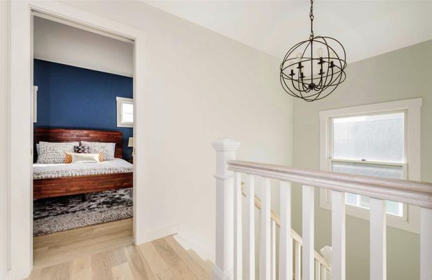 Bedroom, Interior, Pendant Lights, Wood Texture Flooring