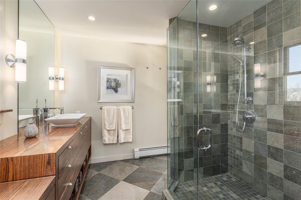 Bathroom, Glass Shower, Interior, Recessed Lighting