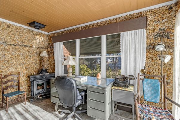 Home Office, Interior, Stone Walls, Wooden Ceilings