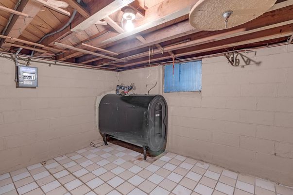 Garage, Interior, Stone Walls, Washer, Wooden Beams, Wooden Ceilings
