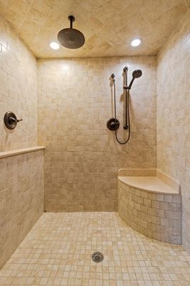 Bathroom, Interior, Recessed Lighting, Stone Walls