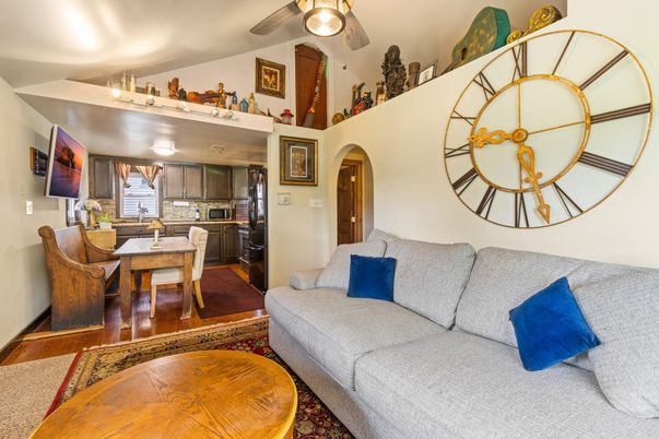 Dining room, Interior, Kitchen, Living room, Stainless Steel Appliances, Wood Texture Flooring