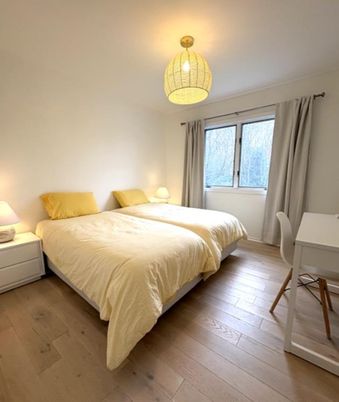 Bedroom, Interior, Pendant Lights, Wood Texture Flooring