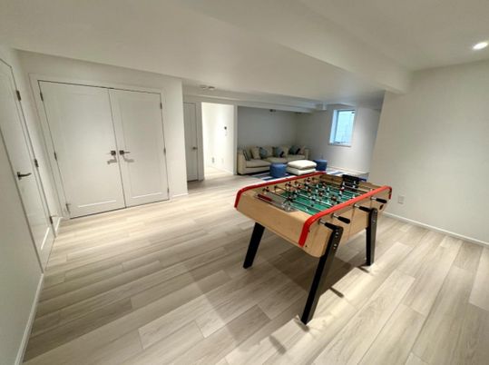 Game Room, Interior, Recessed Lighting, Wood Texture Flooring