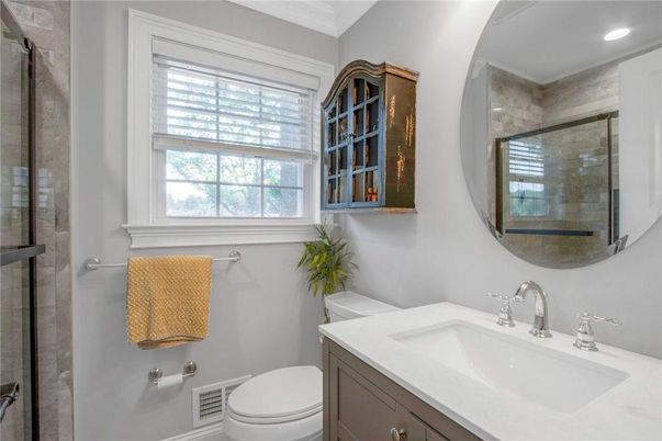 Bathroom, Glass Shower, Interior, Recessed Lighting