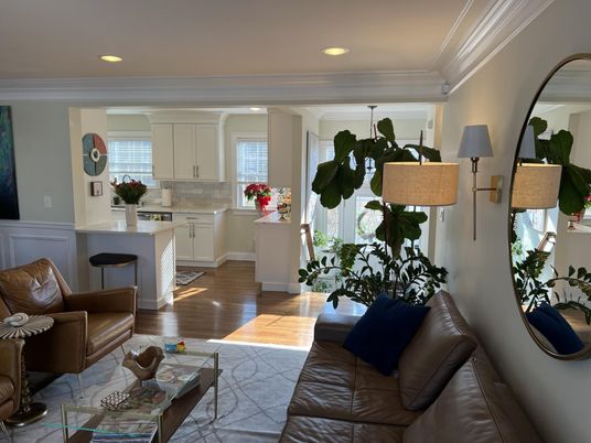 Interior, Kitchen, Living room, Recessed Lighting, Wood Texture Flooring