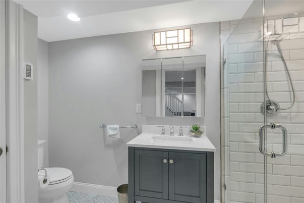 Bathroom, Glass Shower, Interior, Recessed Lighting