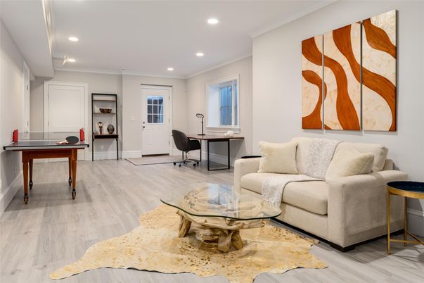 Home Office, Interior, Recessed Lighting, Wood Texture Flooring