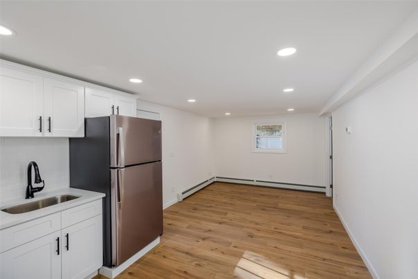 Interior, Kitchen, Recessed Lighting, Wood Texture Flooring