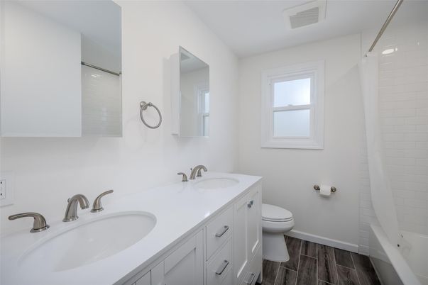 Bathroom, Dual Sink Vanities, Interior, Wood Texture Flooring