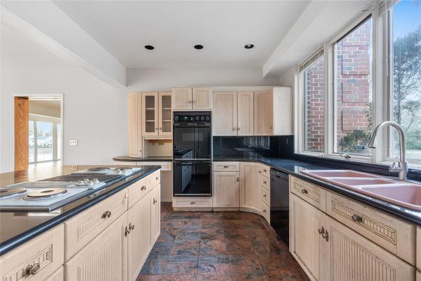 Interior, Kitchen, Recessed Lighting, Stainless Steel Appliances, Tile Countertops