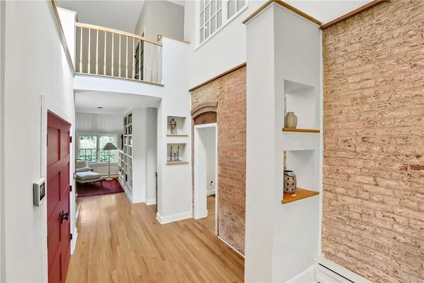 Interior, Stone Walls, Wood Texture Flooring